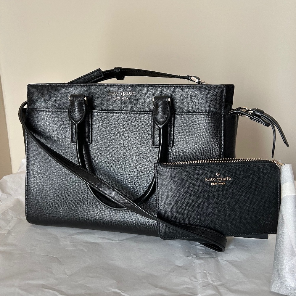 Kate Spade Saffiano purse and wristlet bundle